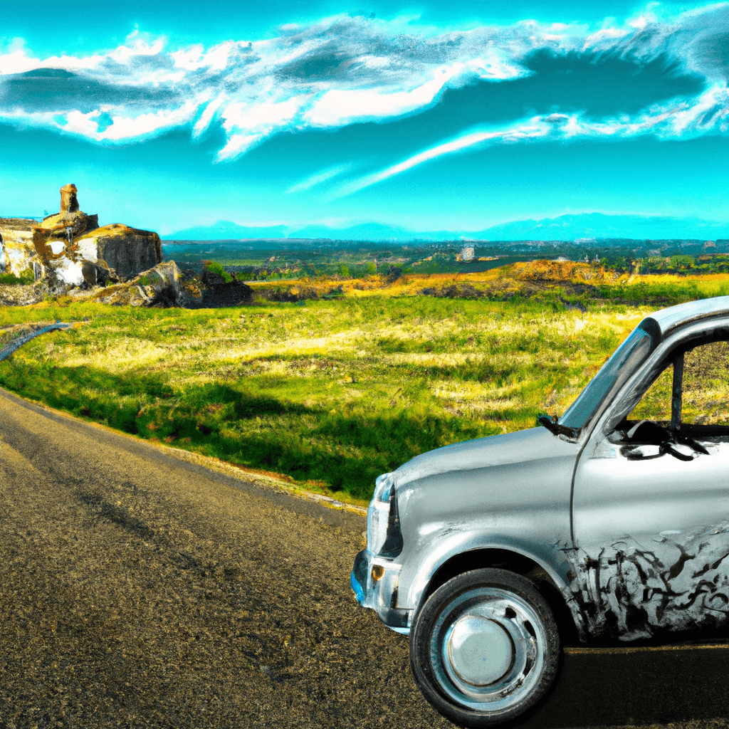 Auto in città, paesaggio di Andria, Castel Del Monte, ulivi