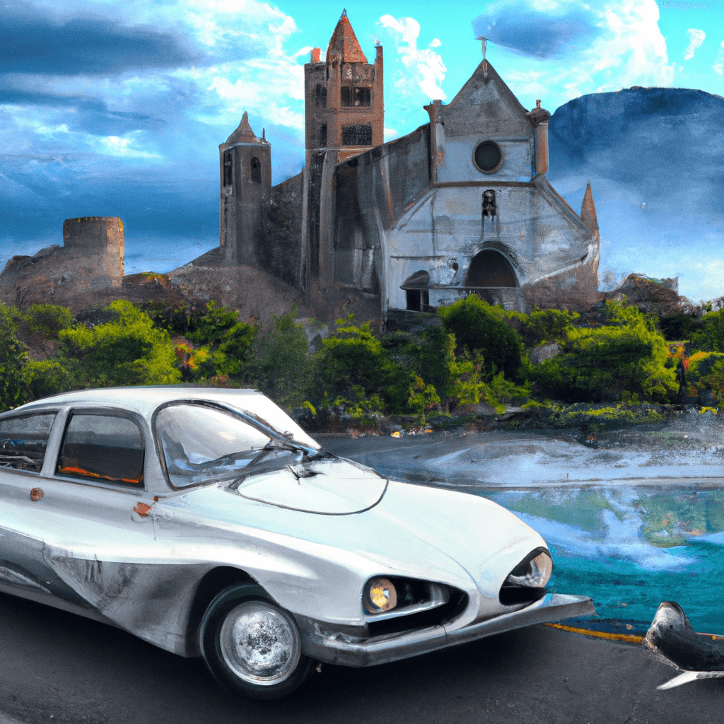 Coche, perro, palomas, olivos, costanera, mar, catedral de Salerno