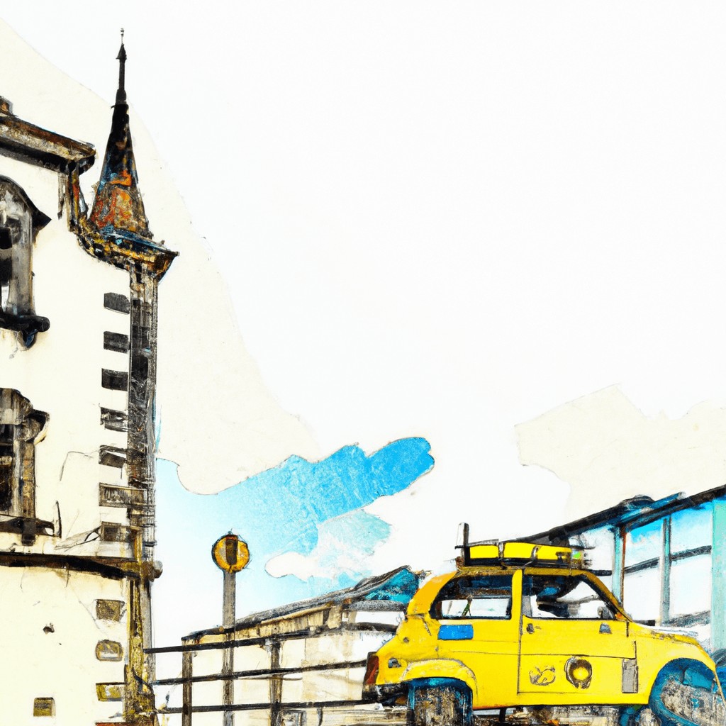 Auto di città a Terni, con edifici storici, vegetazione e uccelli
