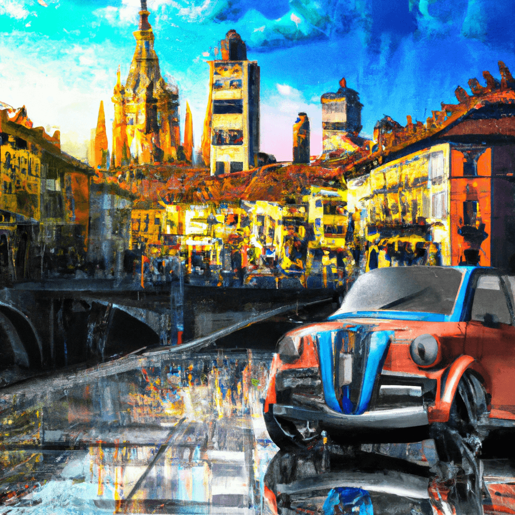 Automobile in città, Mole Antonelliana, Palazzo Madama, Po, Alpi